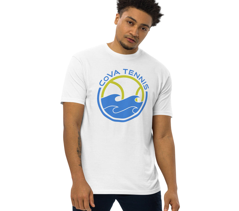 CoVA Tennis Ball & Waves Logo Men’s premium heavyweight tee