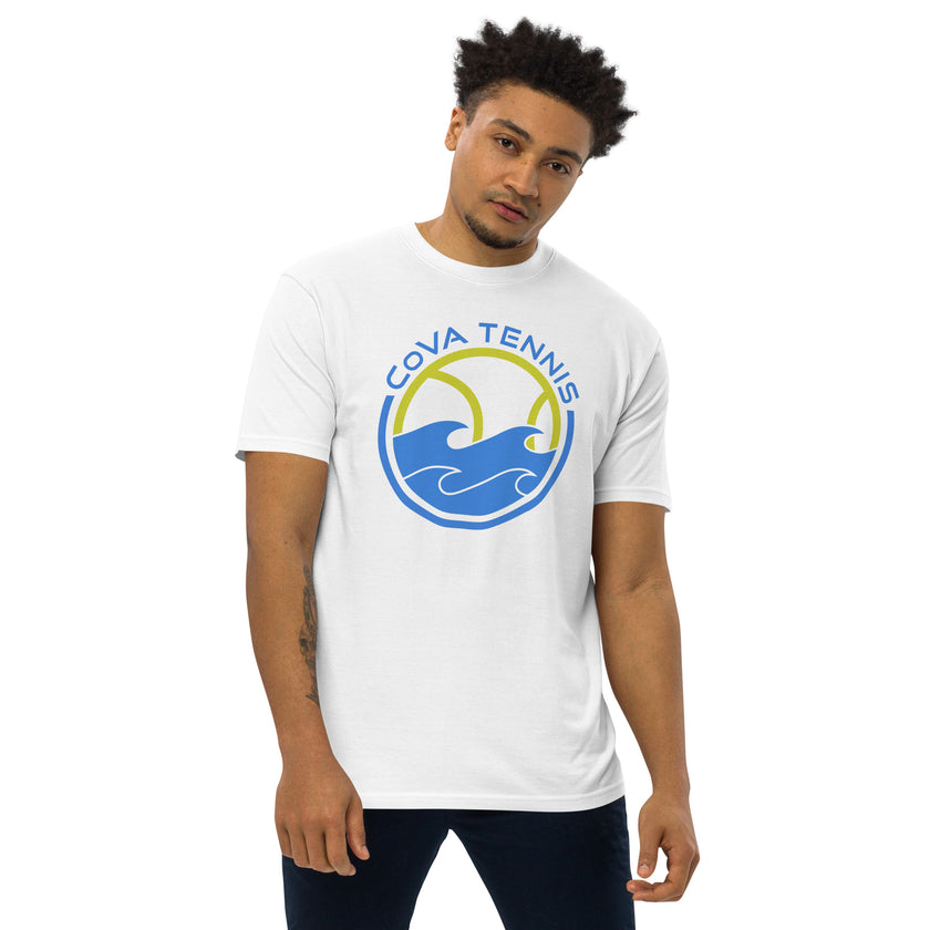 CoVA Tennis Ball & Waves Logo Men’s premium heavyweight tee