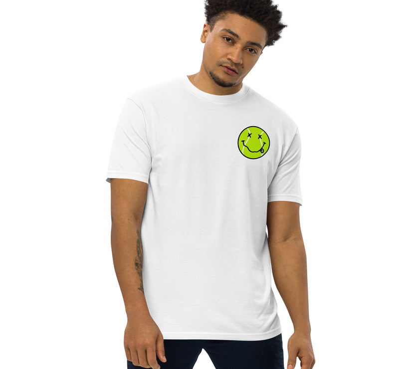 Smiling Tennis Ball by CoVA Tennis Men’s premium heavyweight tee