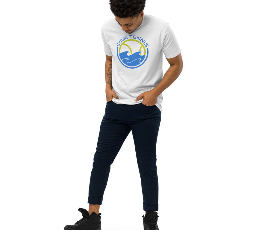 CoVA Tennis Ball & Waves Logo Men’s premium heavyweight tee