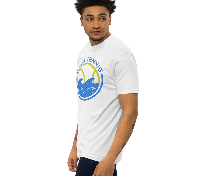 CoVA Tennis Ball & Waves Logo Men’s premium heavyweight tee