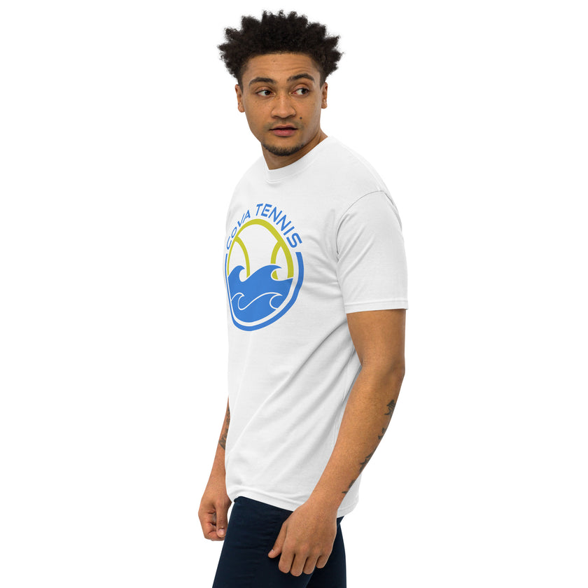 CoVA Tennis Ball & Waves Logo Men’s premium heavyweight tee