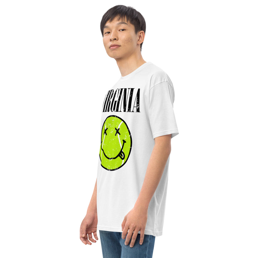 Virginia Smiley Face Tennis Ball by CoVA Tennis Men’s premium heavyweight tee