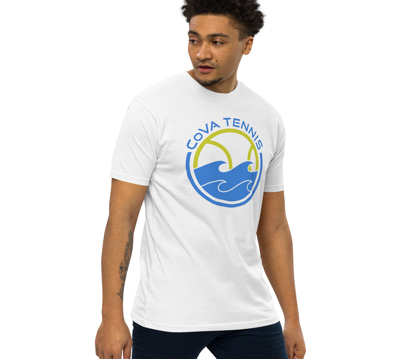 CoVA Tennis Ball & Waves Logo Men’s premium heavyweight tee