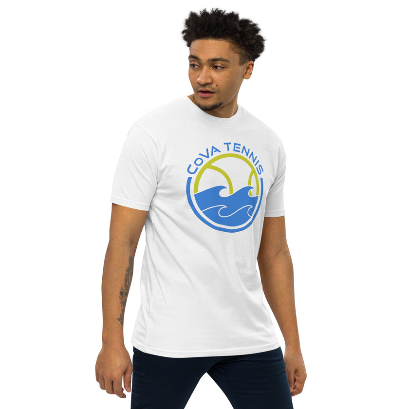 CoVA Tennis Ball & Waves Logo Men’s premium heavyweight tee