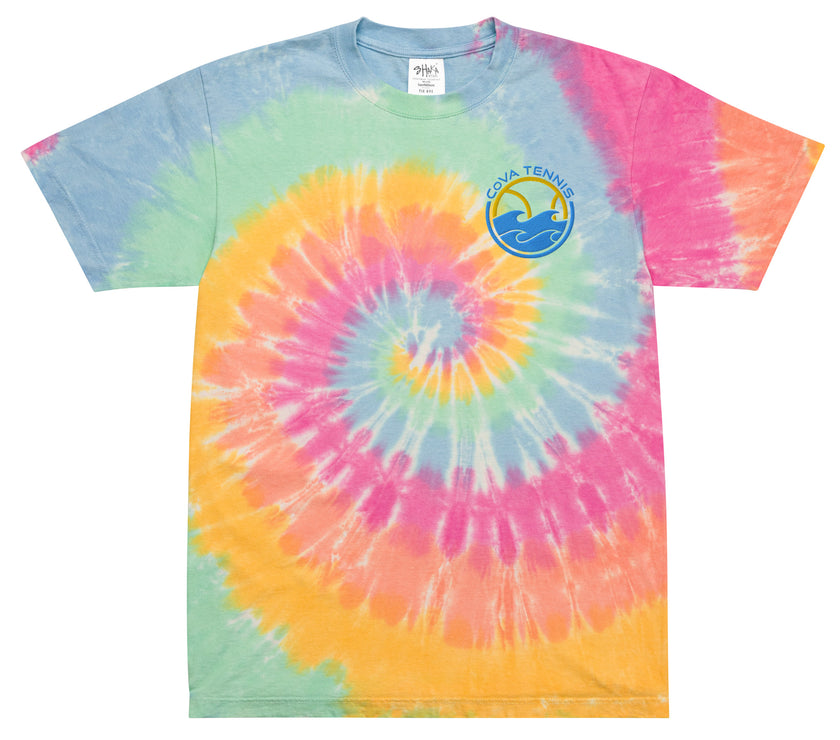 CoVA Tennis Ball & Waves Logo Oversized tie-dye t-shirt