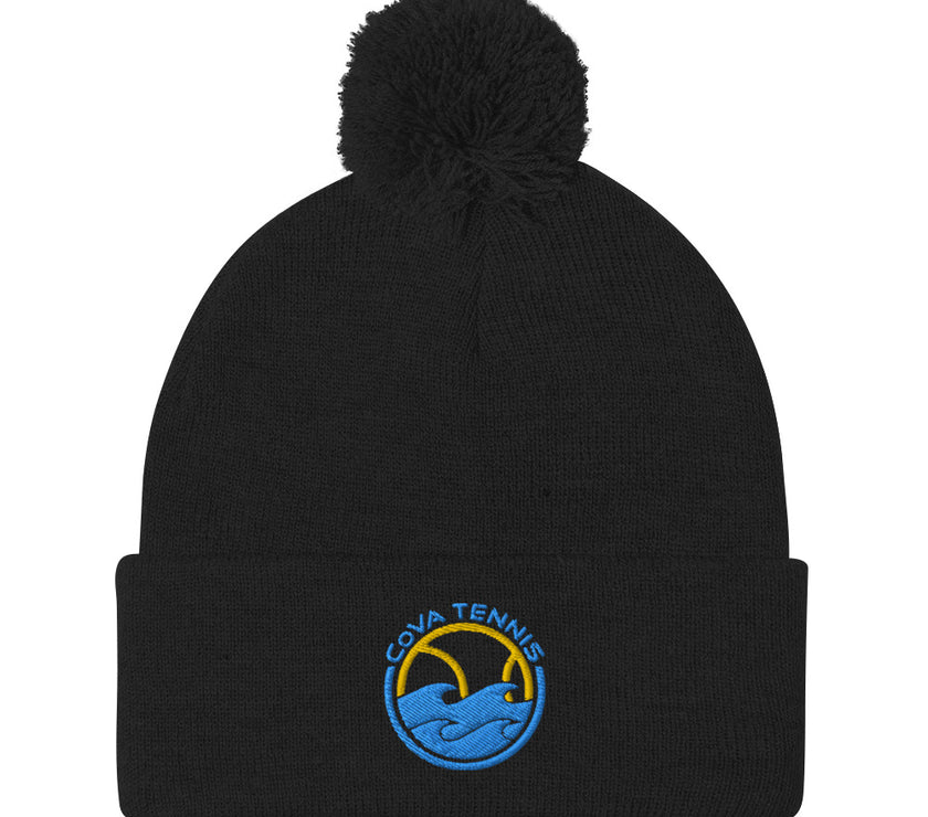 CoVA Tennis Ball & Waves LogoPom-Pom Beanie