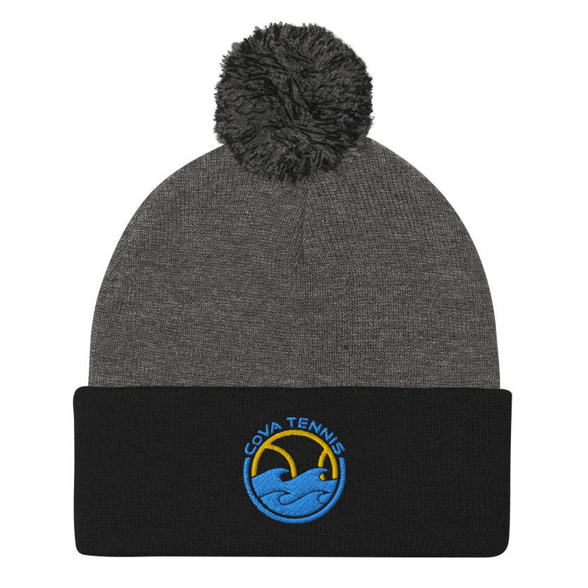 CoVA Tennis Ball & Waves LogoPom-Pom Beanie