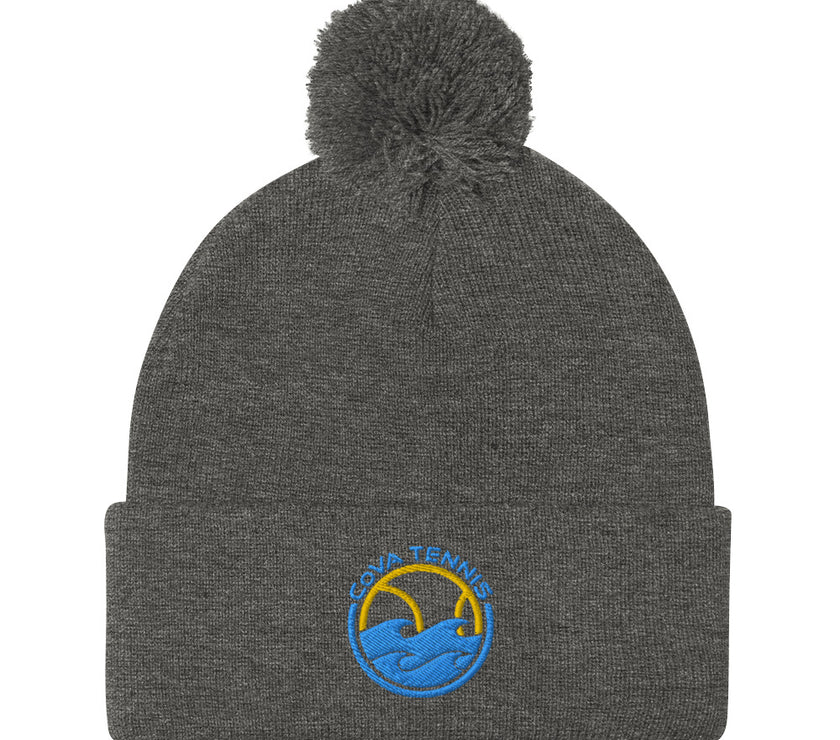 CoVA Tennis Ball & Waves LogoPom-Pom Beanie