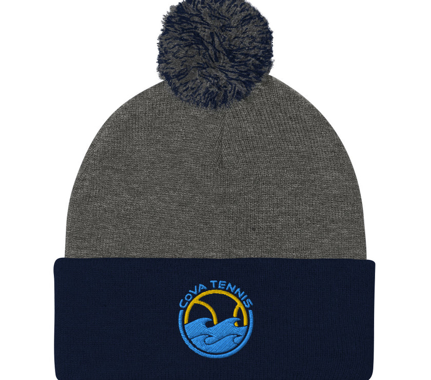 CoVA Tennis Ball & Waves LogoPom-Pom Beanie