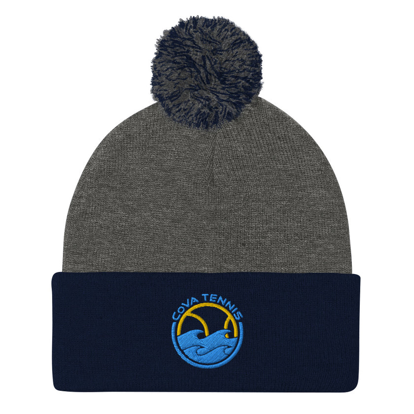 CoVA Tennis Ball & Waves LogoPom-Pom Beanie