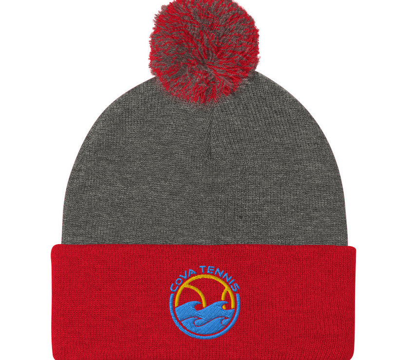 CoVA Tennis Ball & Waves LogoPom-Pom Beanie