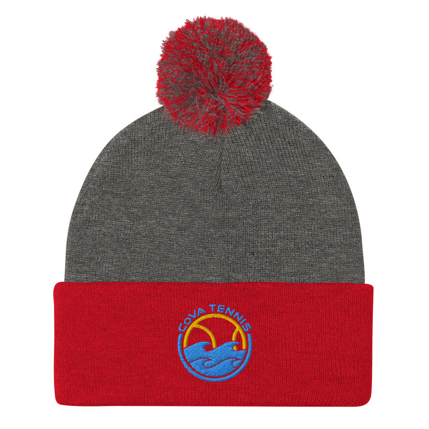 CoVA Tennis Ball & Waves LogoPom-Pom Beanie