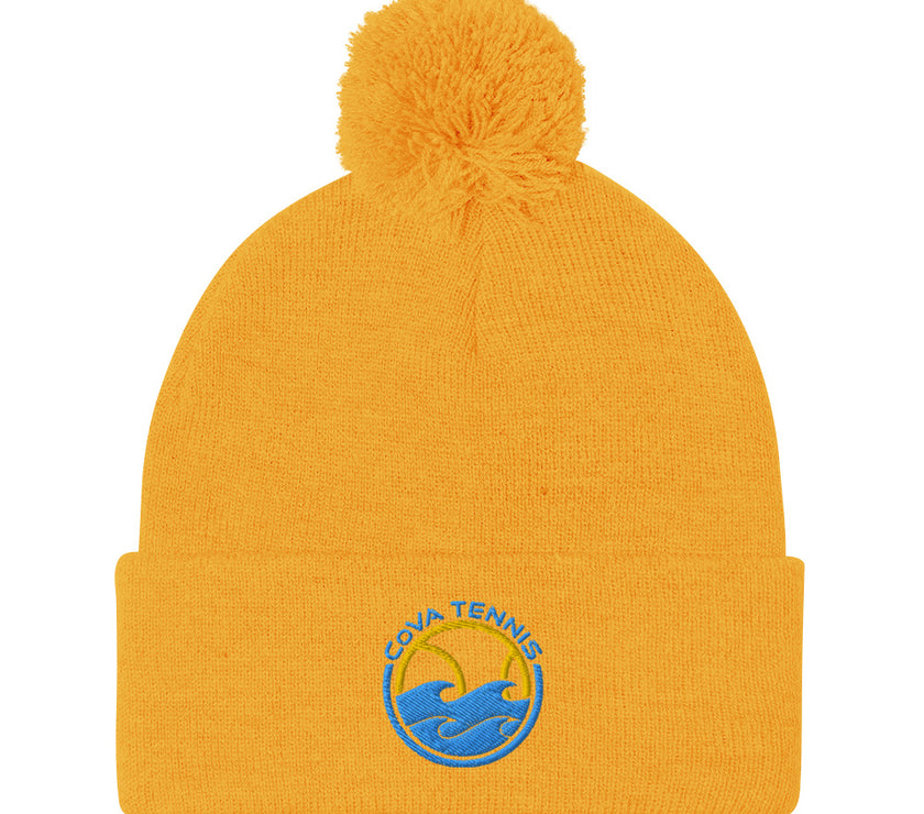 CoVA Tennis Ball & Waves LogoPom-Pom Beanie