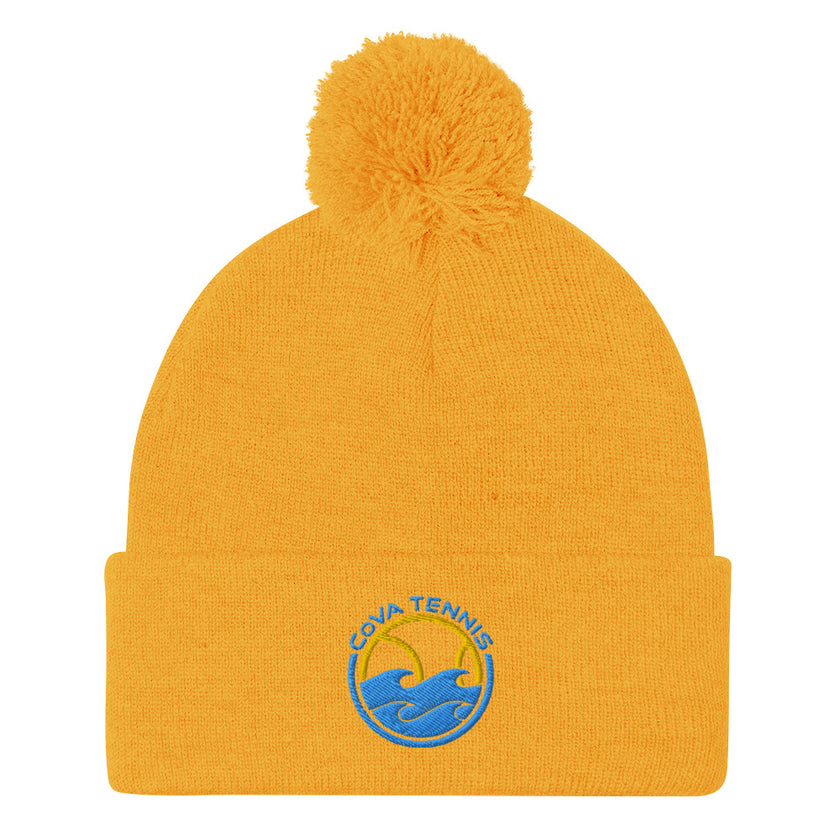 CoVA Tennis Ball & Waves LogoPom-Pom Beanie