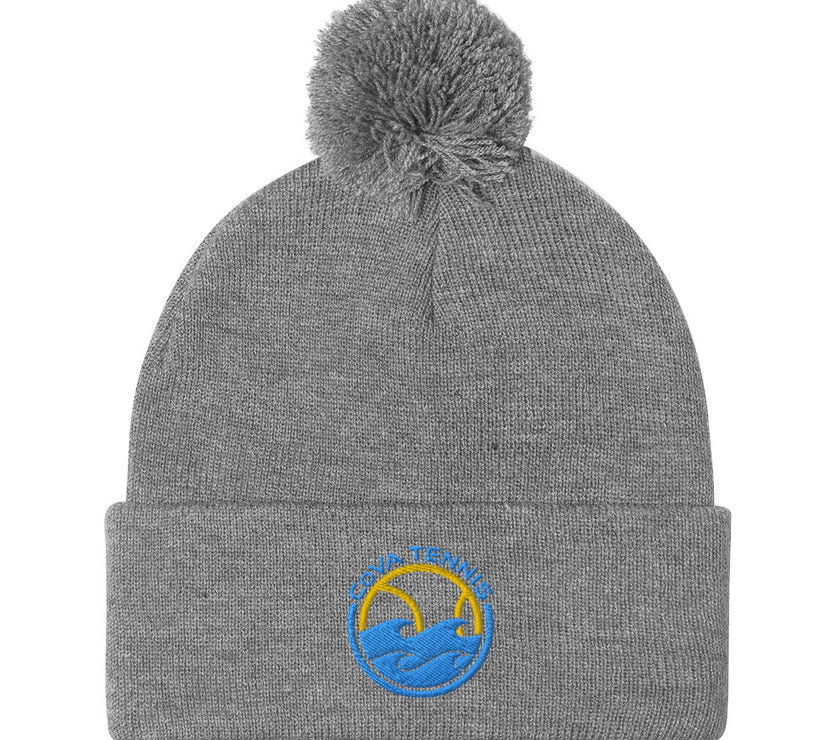 CoVA Tennis Ball & Waves LogoPom-Pom Beanie