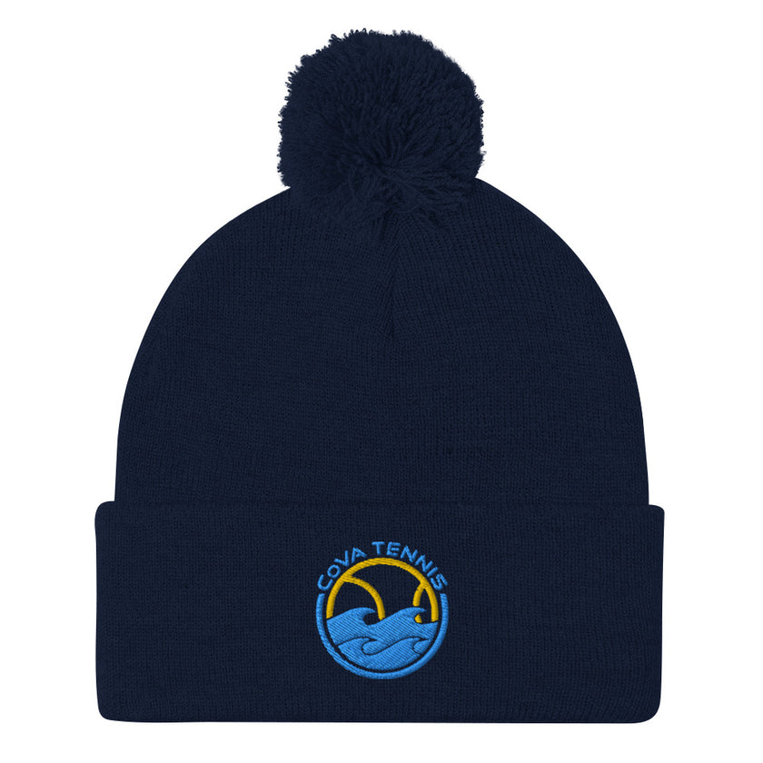 CoVA Tennis Ball & Waves LogoPom-Pom Beanie