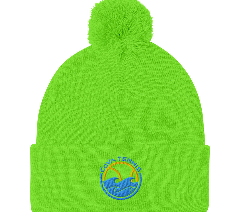 CoVA Tennis Ball & Waves LogoPom-Pom Beanie