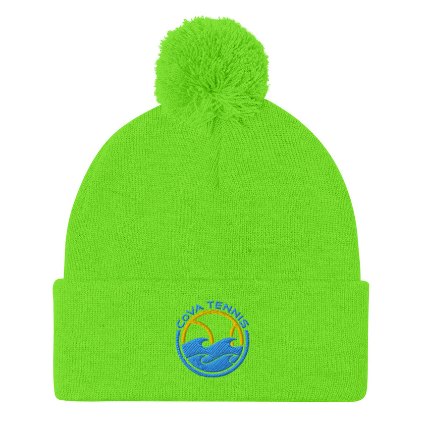 CoVA Tennis Ball & Waves LogoPom-Pom Beanie