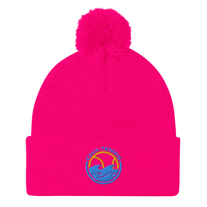 CoVA Tennis Ball & Waves LogoPom-Pom Beanie