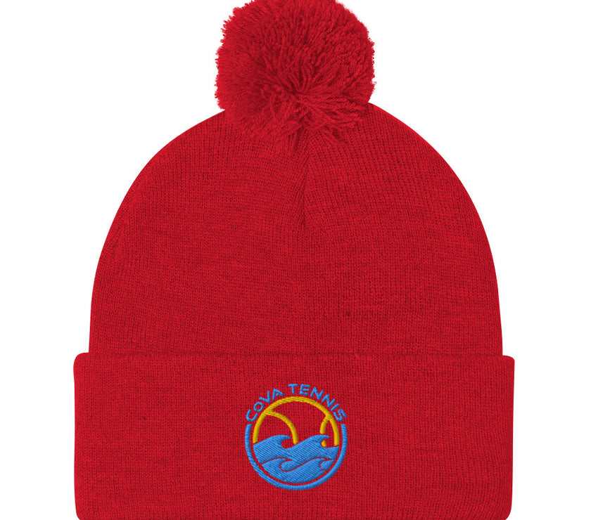 CoVA Tennis Ball & Waves LogoPom-Pom Beanie