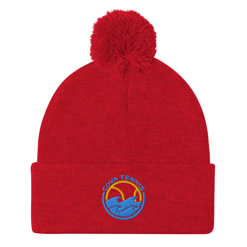 CoVA Tennis Ball & Waves LogoPom-Pom Beanie