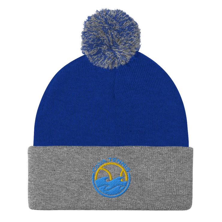 CoVA Tennis Ball & Waves LogoPom-Pom Beanie