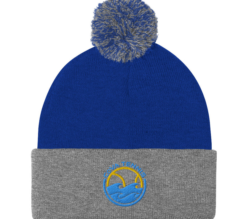 CoVA Tennis Ball & Waves LogoPom-Pom Beanie