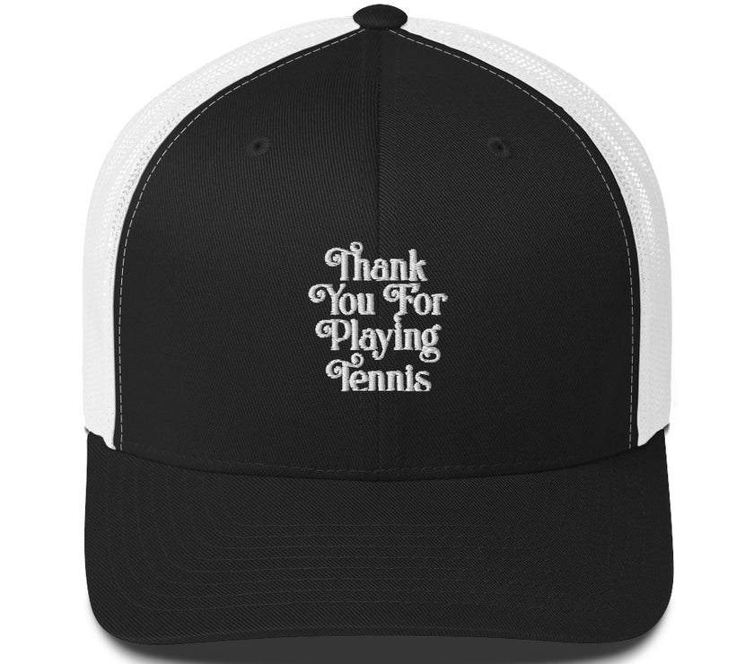 Thank You For Playing Tennis by CoVA Tennis Trucker Cap