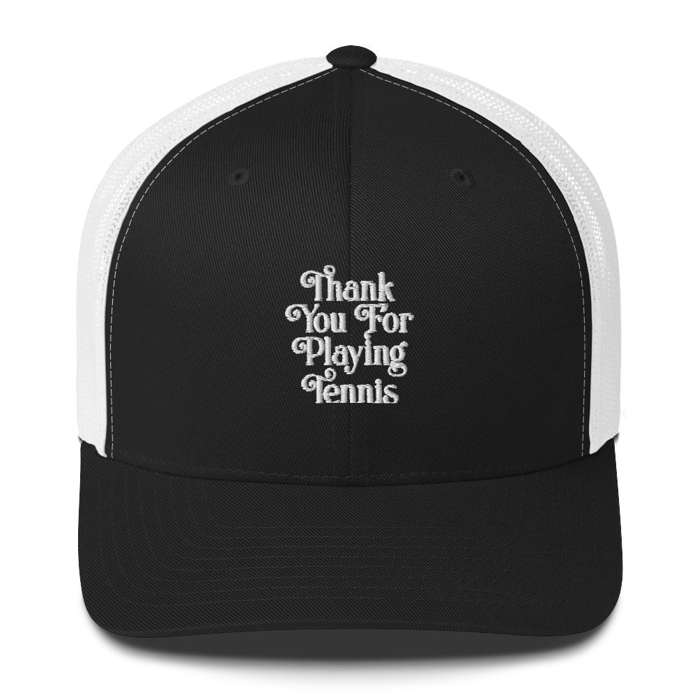 Thank You For Playing Tennis by CoVA Tennis Trucker Cap