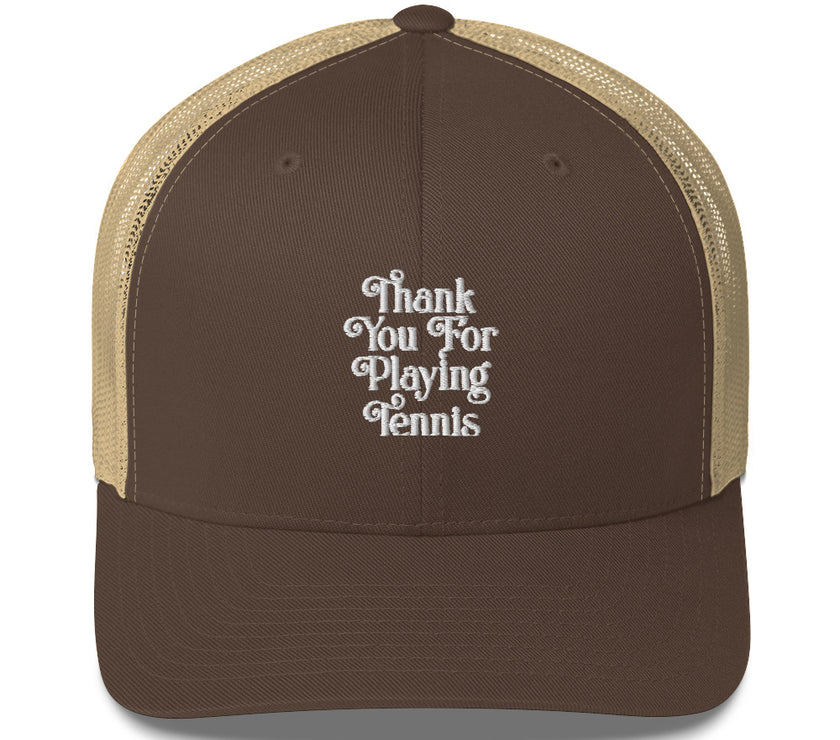 Thank You For Playing Tennis by CoVA Tennis Trucker Cap