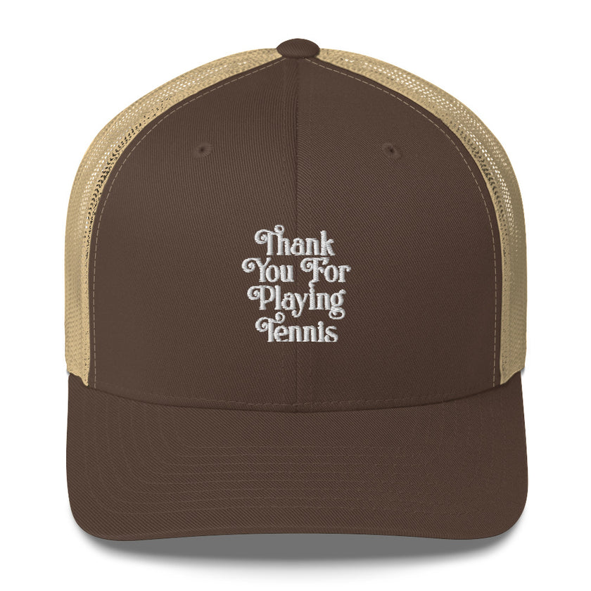 Thank You For Playing Tennis by CoVA Tennis Trucker Cap