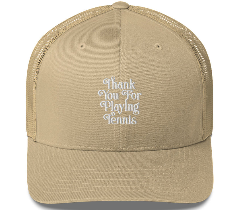 Thank You For Playing Tennis by CoVA Tennis Trucker Cap