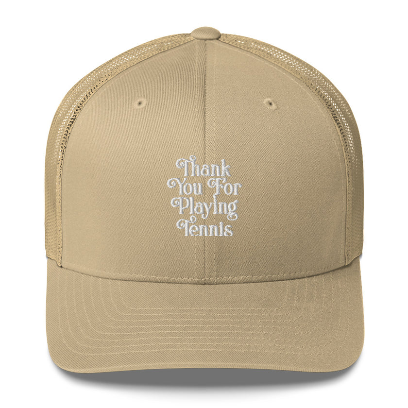 Thank You For Playing Tennis by CoVA Tennis Trucker Cap