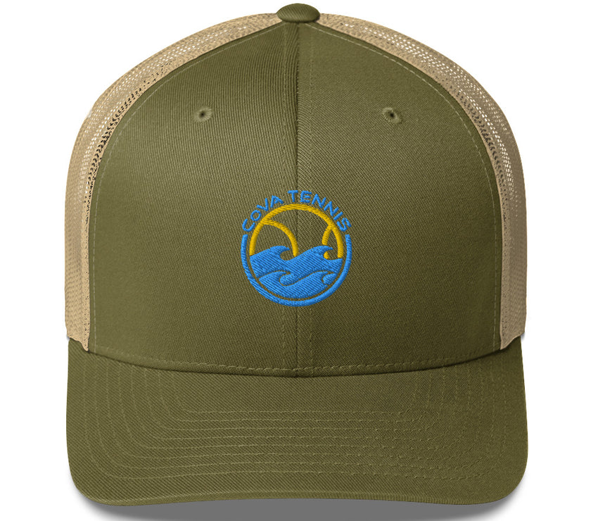 CoVA Tennis Ball & Waves Logo Trucker Cap