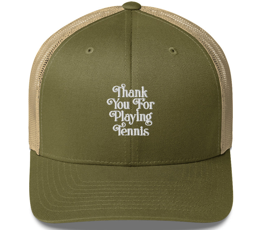 Thank You For Playing Tennis by CoVA Tennis Trucker Cap