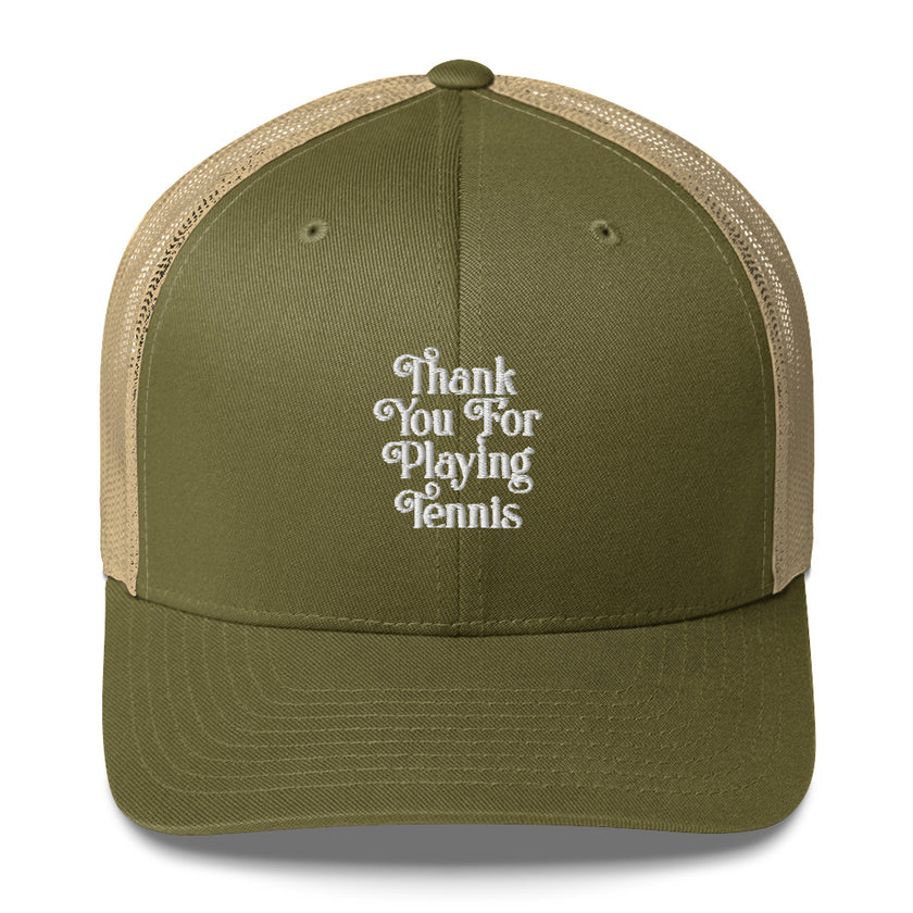 Thank You For Playing Tennis by CoVA Tennis Trucker Cap