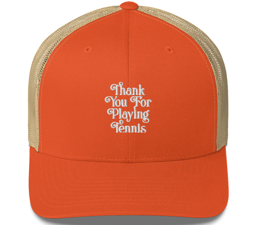 Thank You For Playing Tennis by CoVA Tennis Trucker Cap