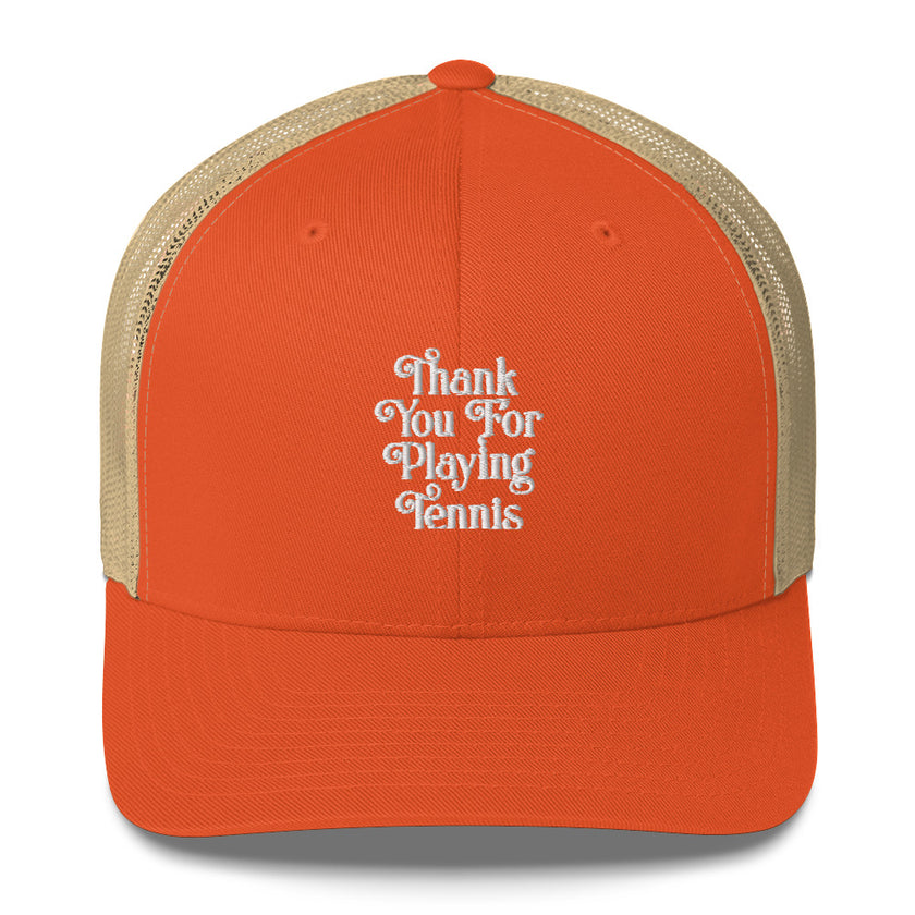 Thank You For Playing Tennis by CoVA Tennis Trucker Cap