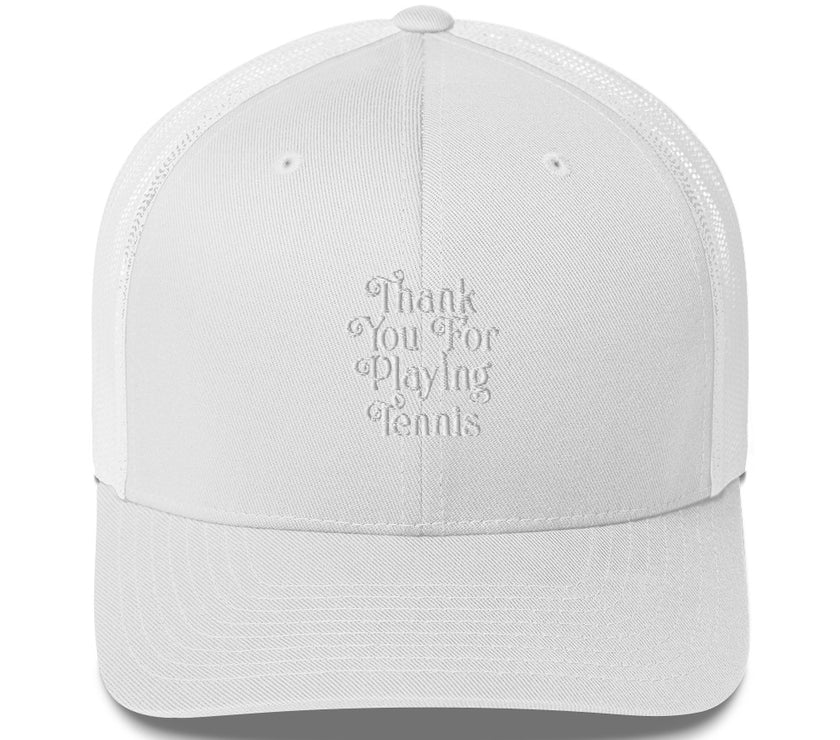 Thank You For Playing Tennis by CoVA Tennis Trucker Cap