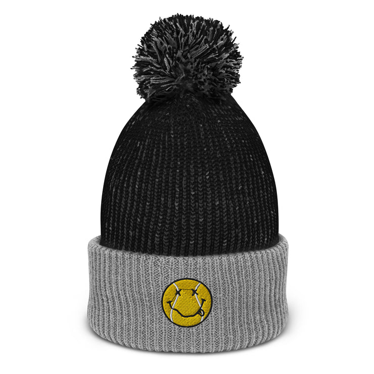 Smiling Tennis Ball by CoVA Tennis Speckled Pom-Pom Beanie