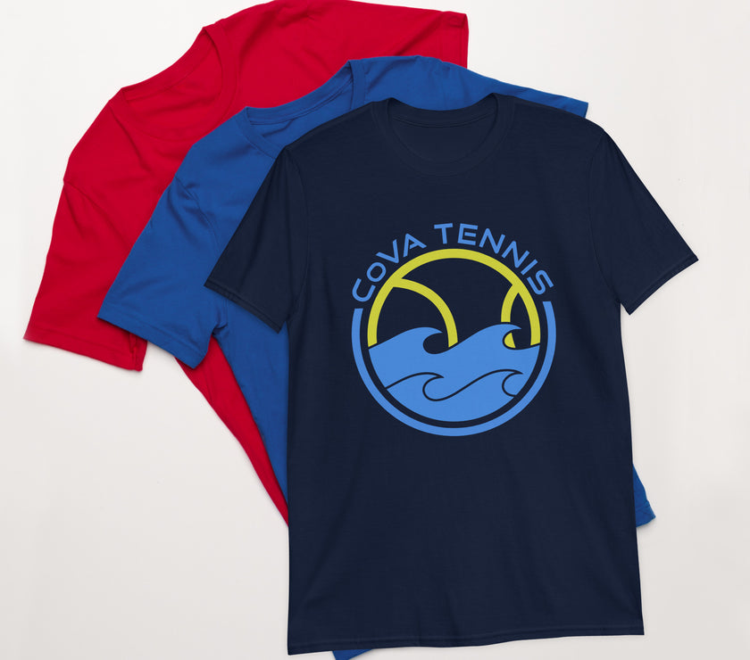 CoVA Tennis Ball & Waves Logo Short-Sleeve Unisex Logo T-Shirt