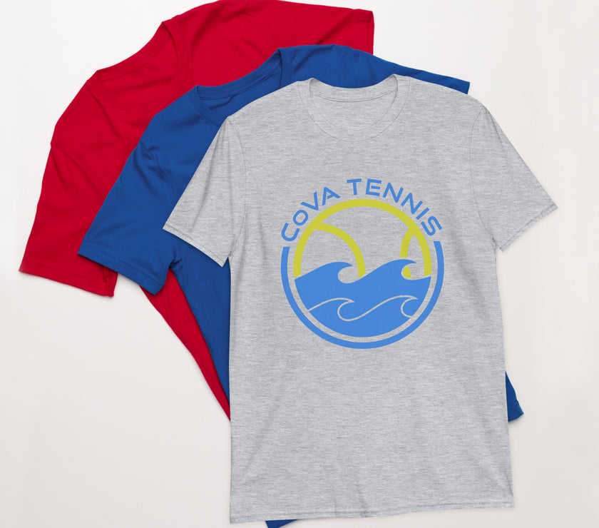 CoVA Tennis Ball & Waves Logo Short-Sleeve Unisex Logo T-Shirt