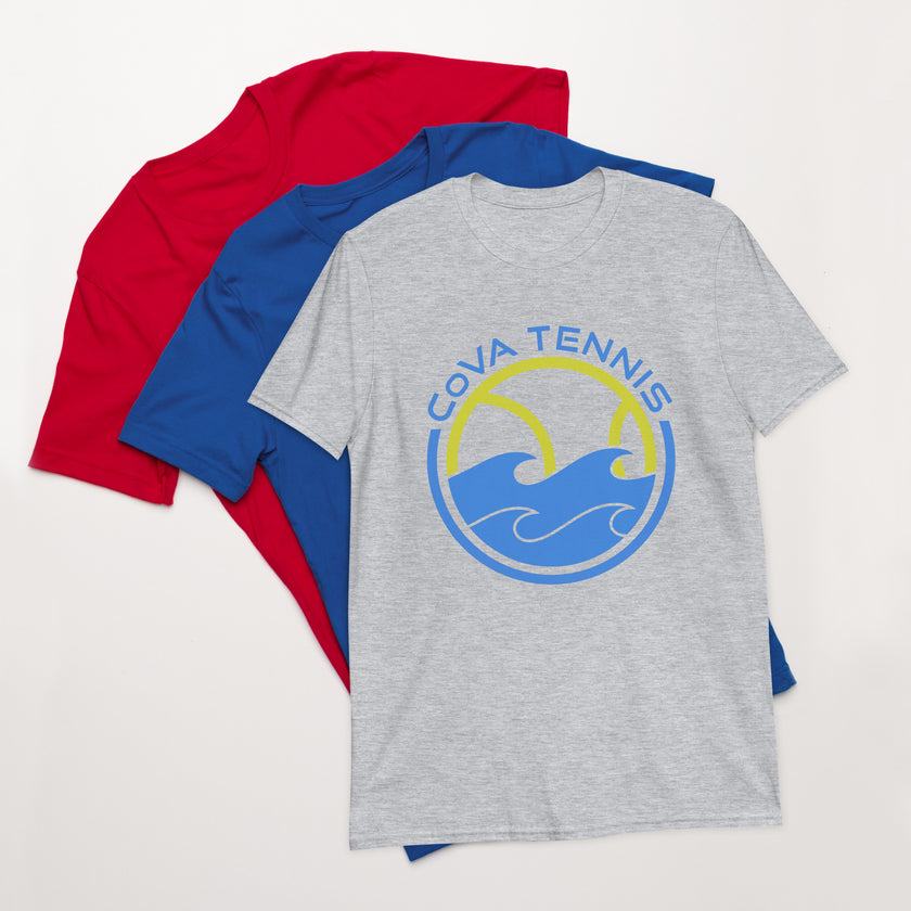 CoVA Tennis Ball & Waves Logo Short-Sleeve Unisex Logo T-Shirt