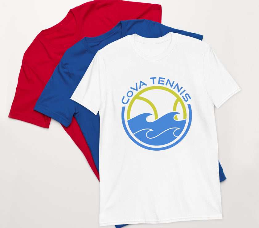 CoVA Tennis Ball & Waves Logo Short-Sleeve Unisex Logo T-Shirt