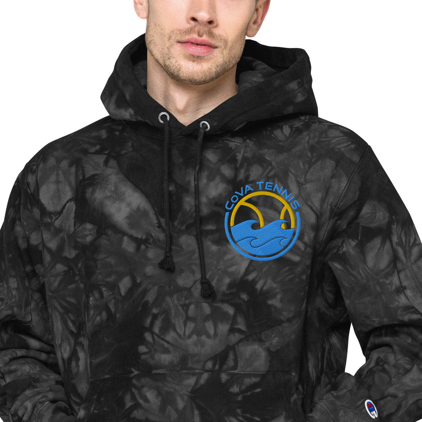 CoVA Tennis Ball & Waves Logo Unisex Champion tie-dye hoodie