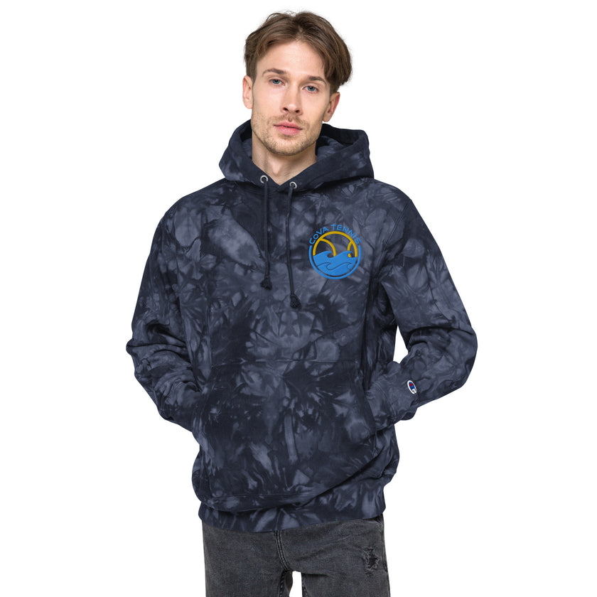 CoVA Tennis Ball & Waves Logo Unisex Champion tie-dye hoodie