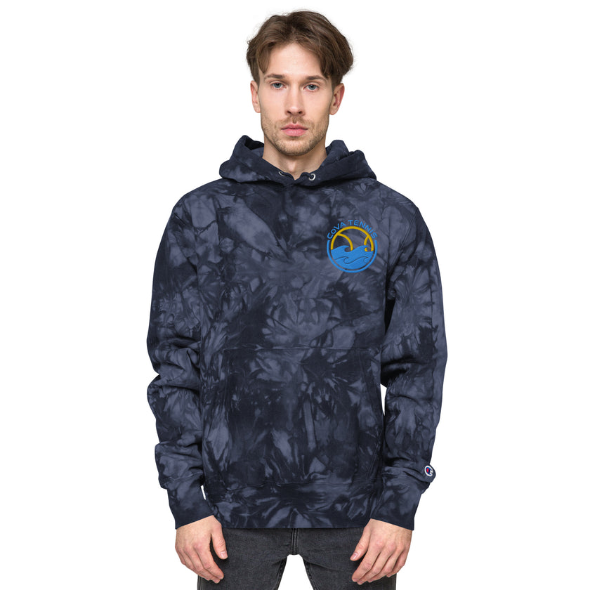 CoVA Tennis Ball & Waves Logo Unisex Champion tie-dye hoodie