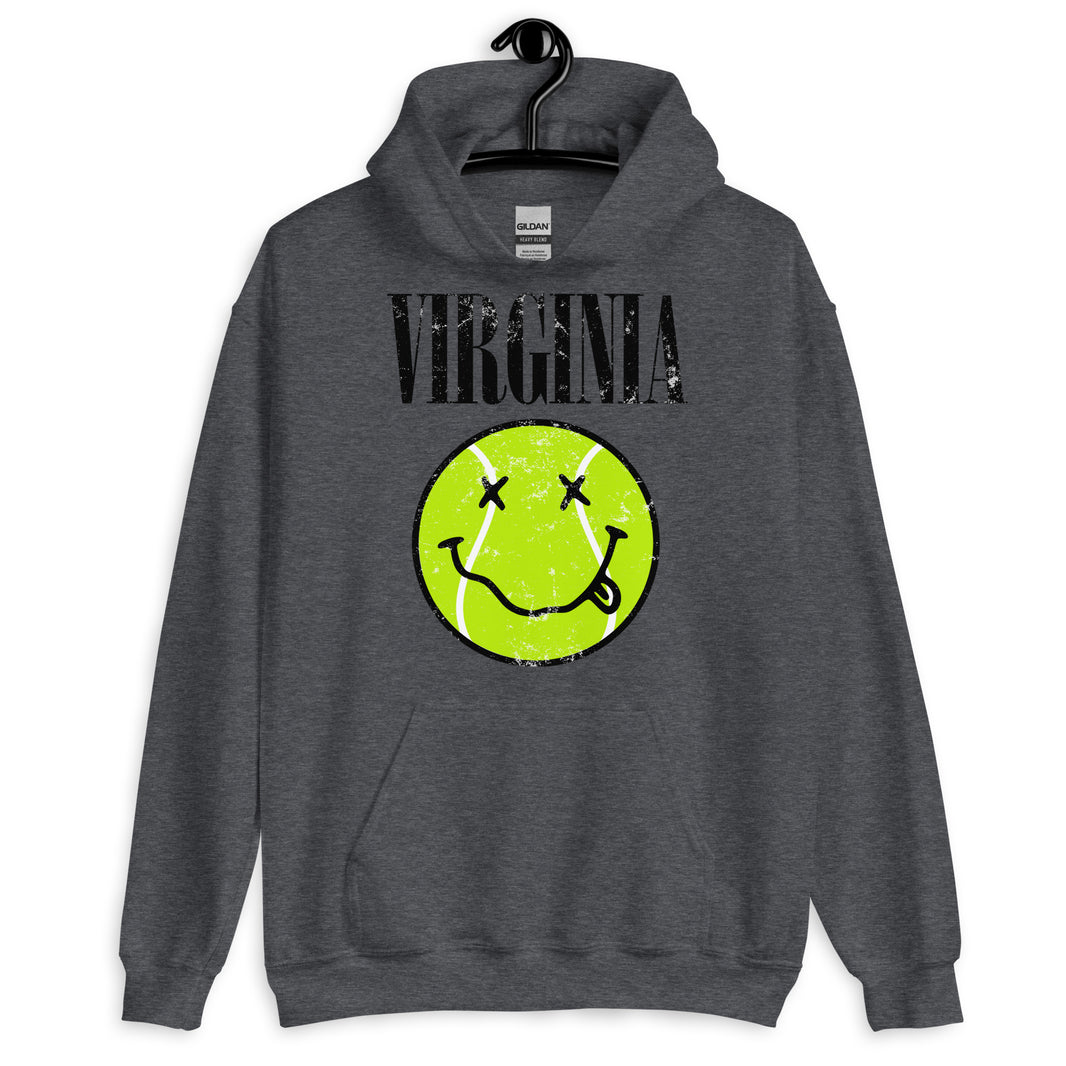 Virginia Smiley Face Tennis Ball by CoVA Tennis Unisex Heavy Blend Hoodie