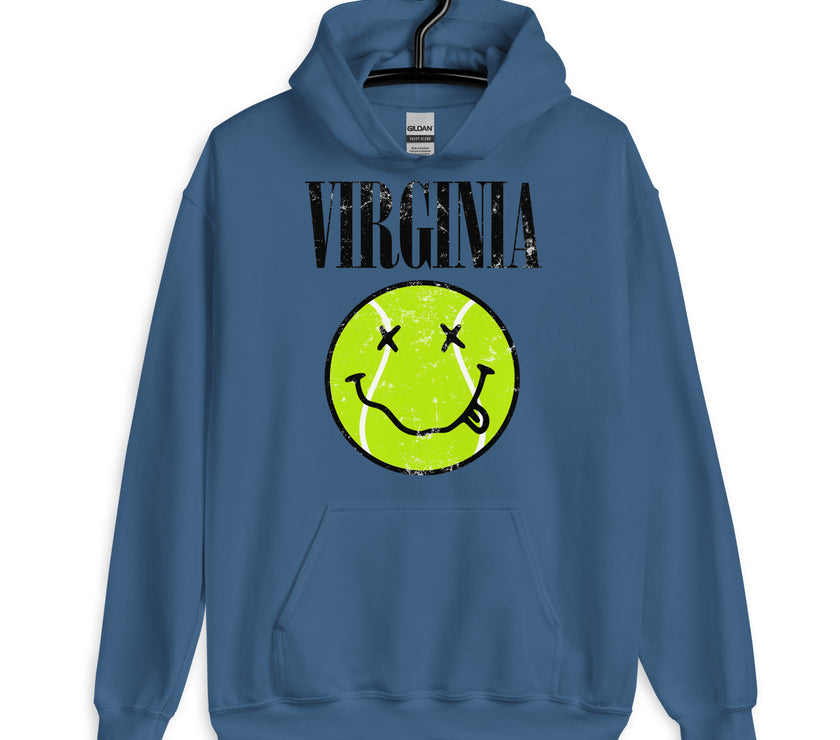 Virginia Smiley Face Tennis Ball by CoVA Tennis Unisex Heavy Blend Hoodie